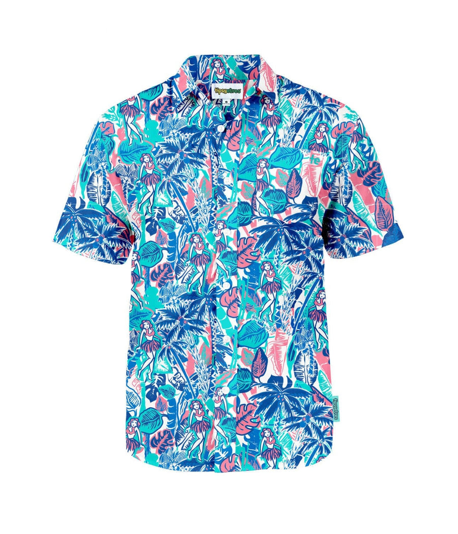 V.H.O. Funky Hawaiian Shirt With Beer Bottle Print - 100% Terivoile, Lightweight, Pink, Unisex