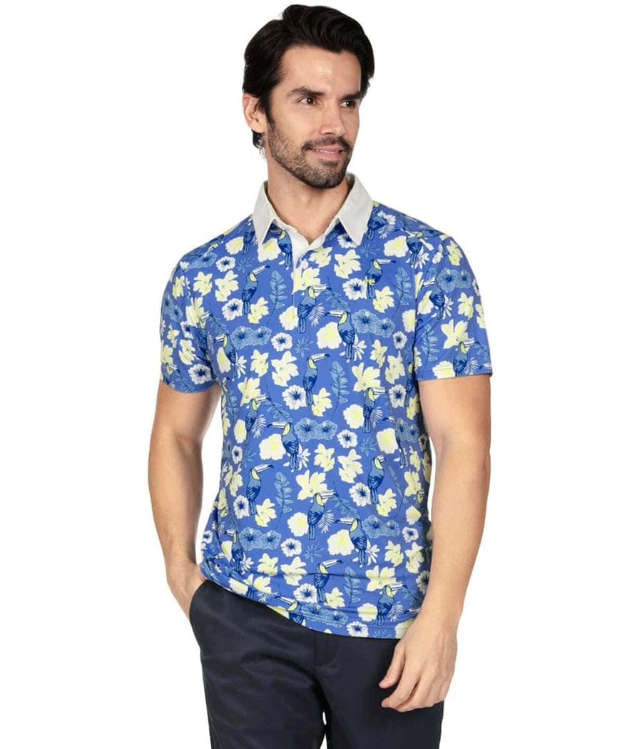 Men's Blue Botanics Polo Shirt Image 2