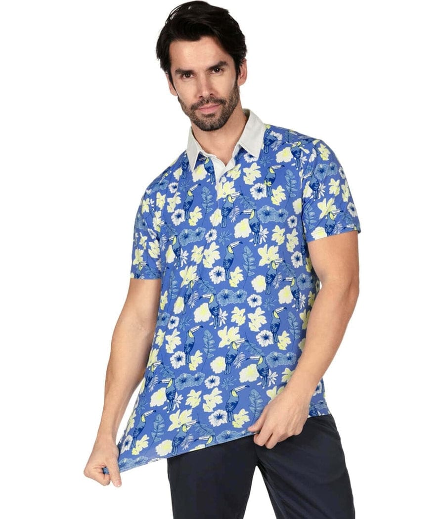 Men's Blue Botanics Polo Shirt Image 3
