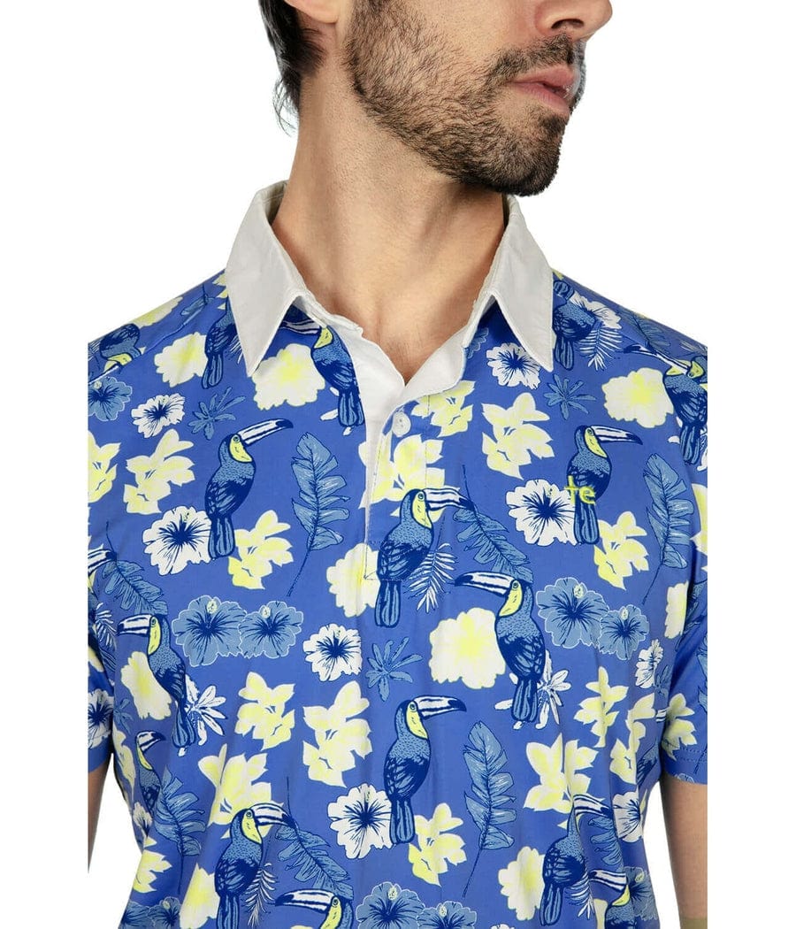 Men's Blue Botanics Polo Shirt Image 4