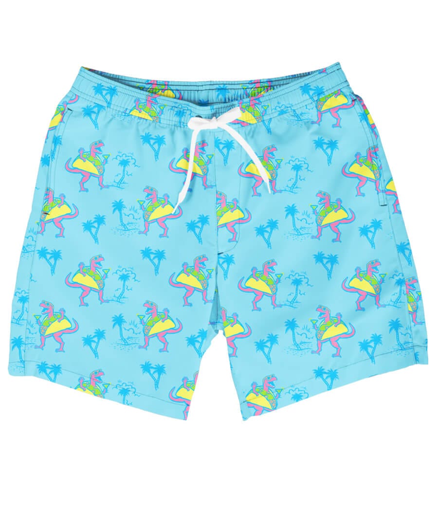 Tacosaurus Stretch Swim Trunks: Men's Summer Outfits | Tipsy