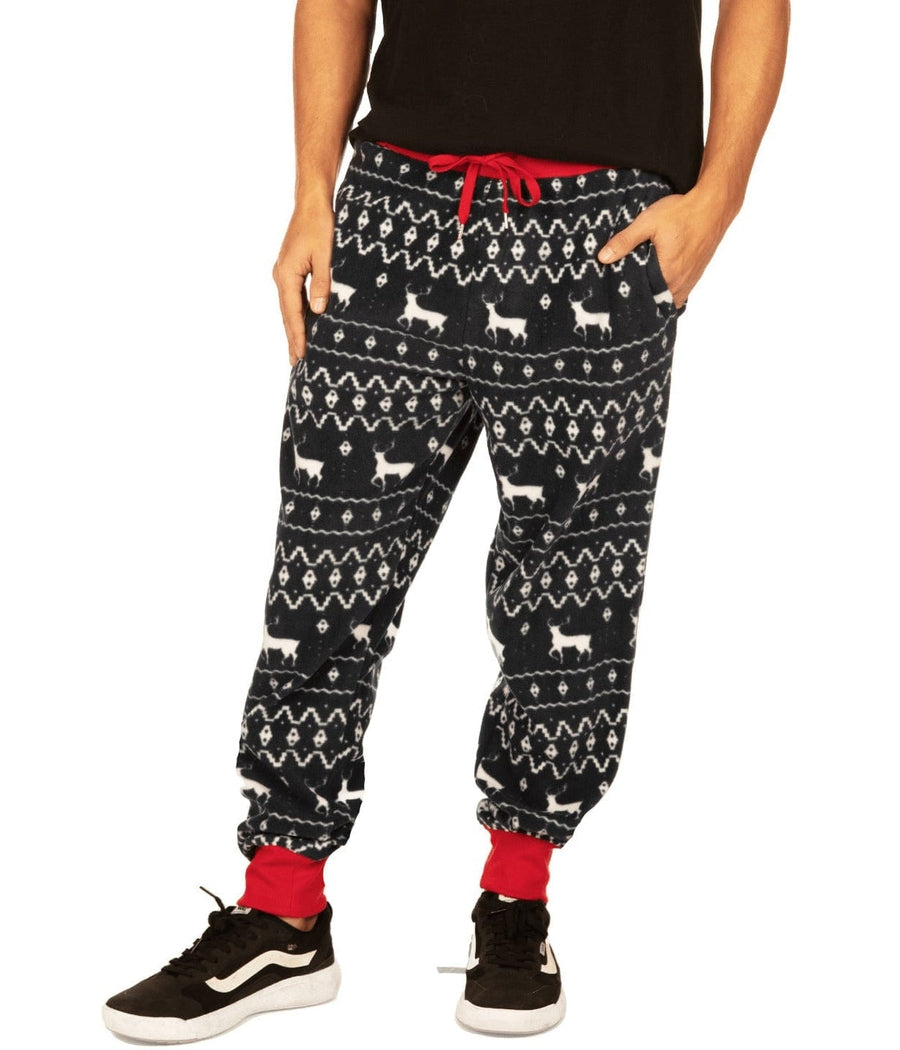 Men's Blue Reindeer Jogger Sweatpants Primary Image