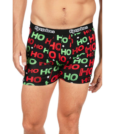Men's Red and Green Ho Ho Ho Boxer Briefs Image 2
