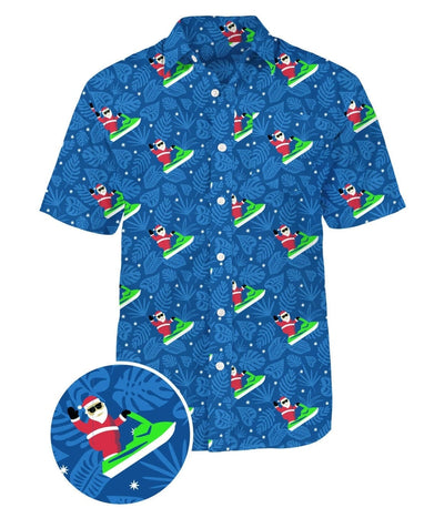 Men's Santa Jet Ski Button Down Shirt