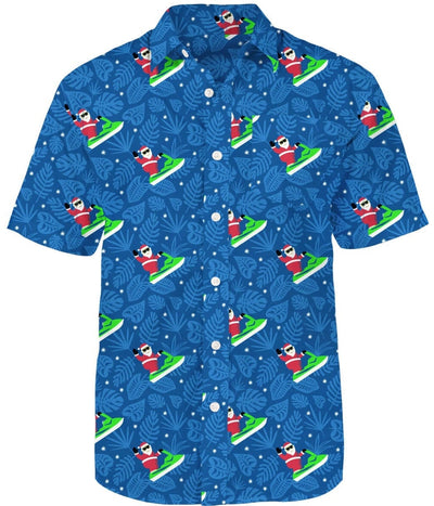Men's Santa Jet Ski Button Down Shirt Image 4