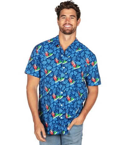 Men's Santa Jet Ski Button Down Shirt Image 2