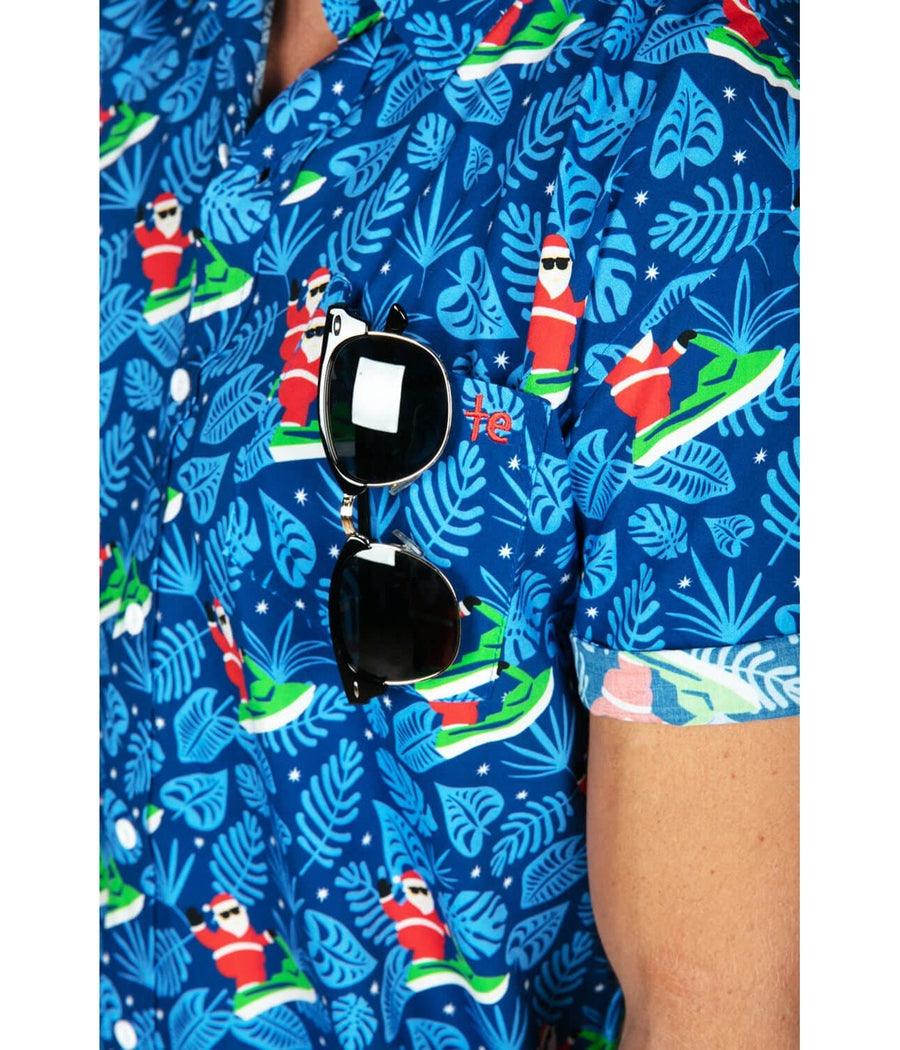 Men's Santa Jet Ski Button Down Shirt Image 5