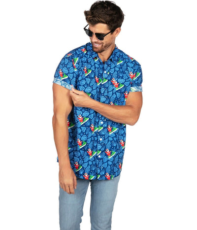 Men's Santa Jet Ski Button Down Shirt Image 7