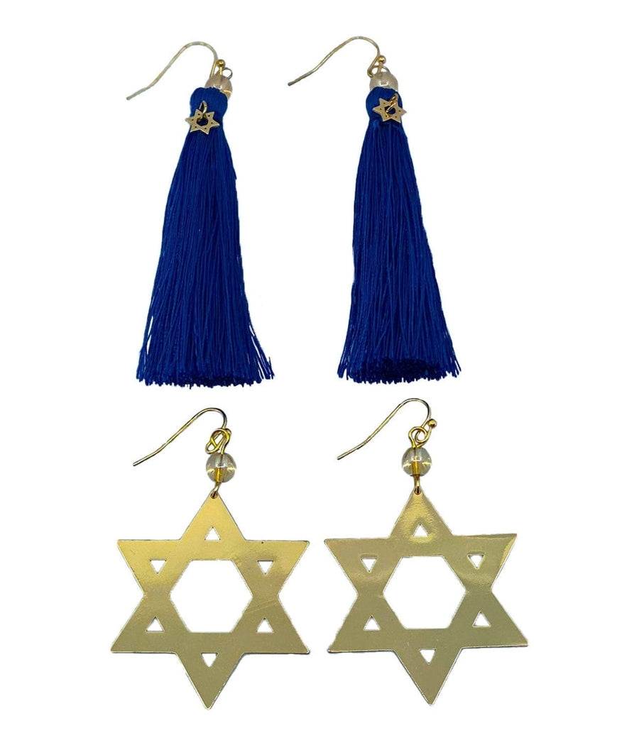 Star of David Hanukkah + Blue Hanukkah Earrings Combo