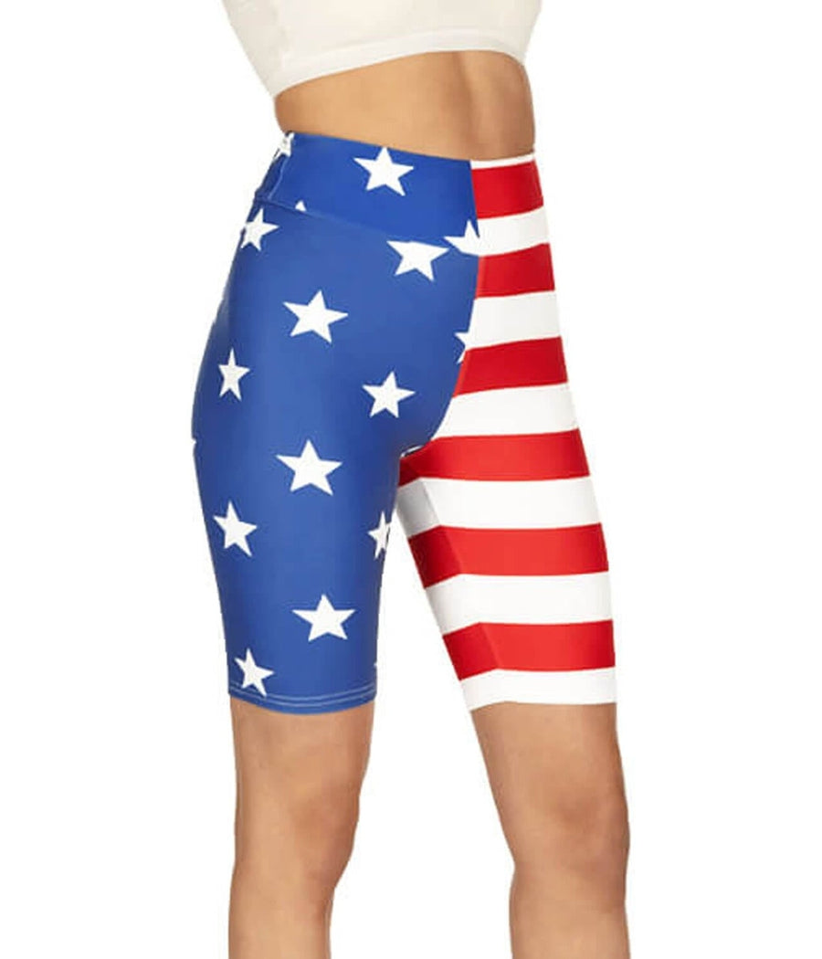 Women's American Flag Bike Shorts Image 4