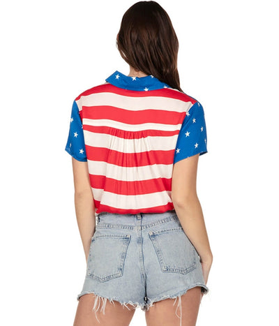 Women's American Flag Button Down Shirt