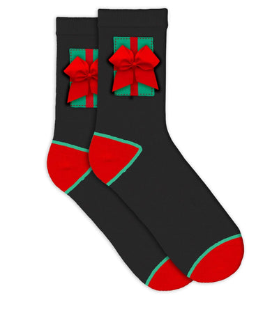 Women's Black Present Socks (Fits Sizes 6-11W)