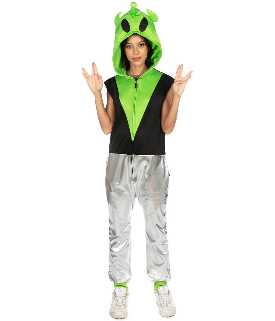 green alien dress Yeahdor 3Pcs Girls Alien Cosplay Costume Set Sleeveless Metallic A-line Dress for Halloween Party Green 14