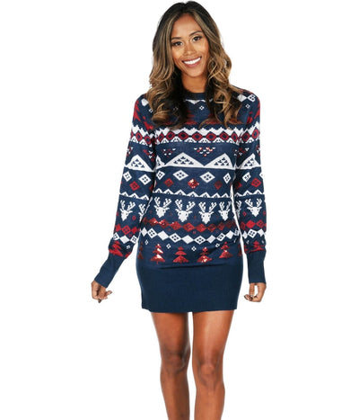 Sequin Fair Isle Sweater Dress