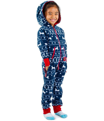 Boy's / Girl's Blue Reindeer Jumpsuit