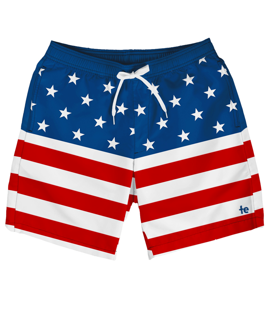 American Flag Stretch Swim Trunks Image 6