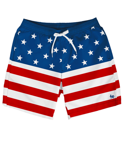 American Flag Stretch Swim Trunks Image 6