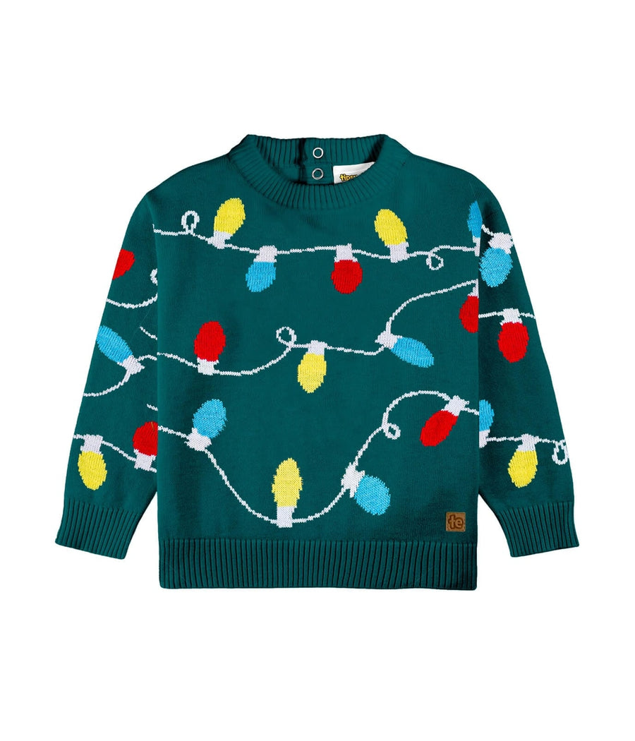 Toddler Girl's Green Christmas Lights Sweater