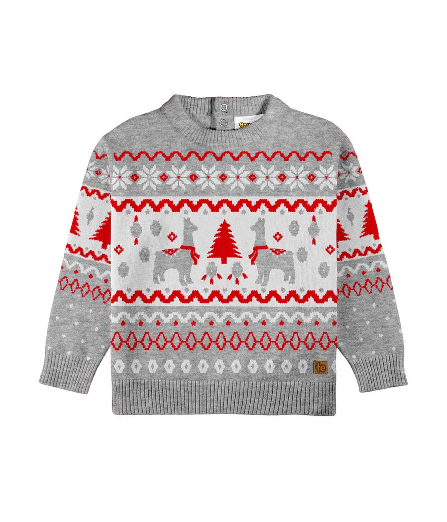 Toddler Boy's Grey Llama Sweater Primary Image