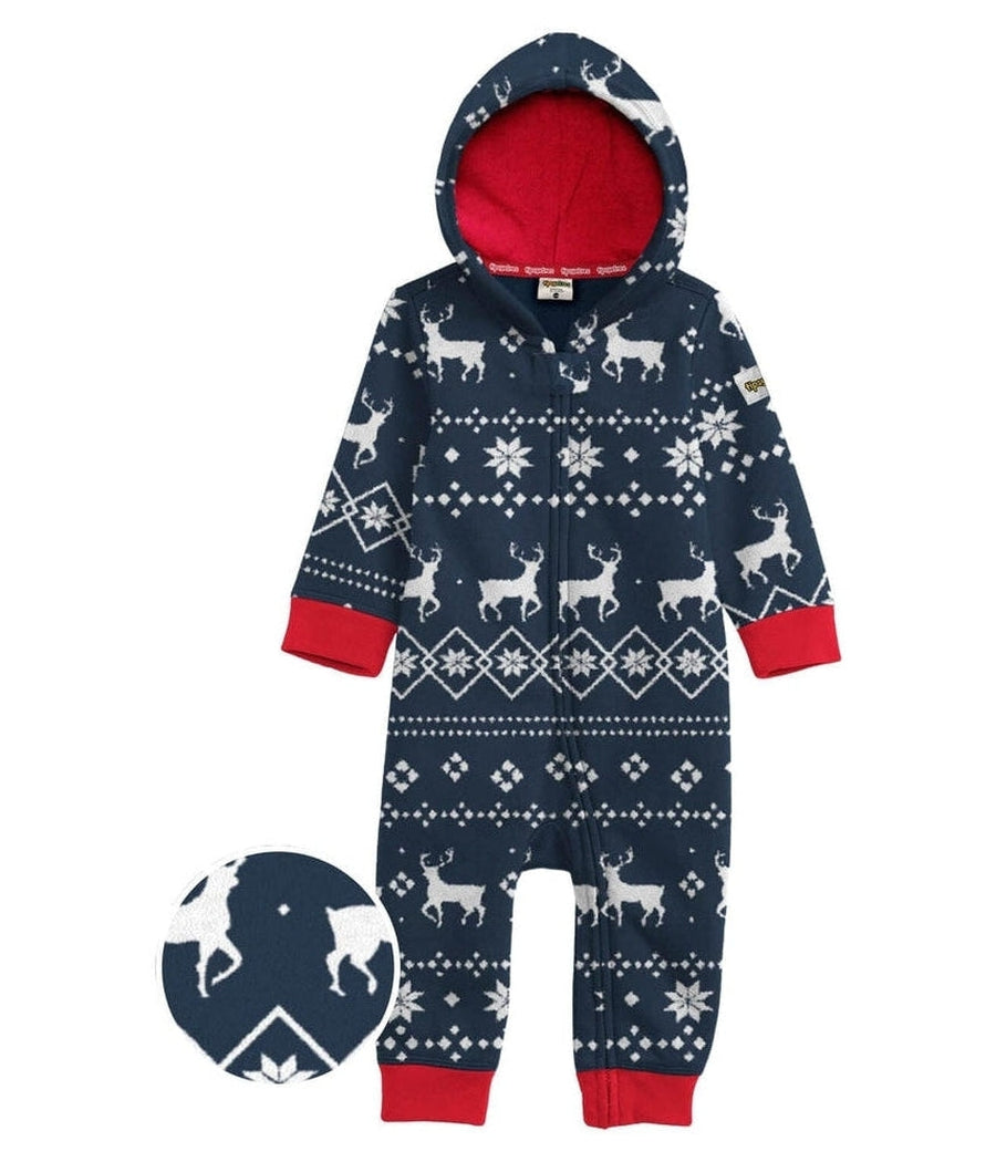 Toddler Girl's Blue Reindeer Jumpsuit