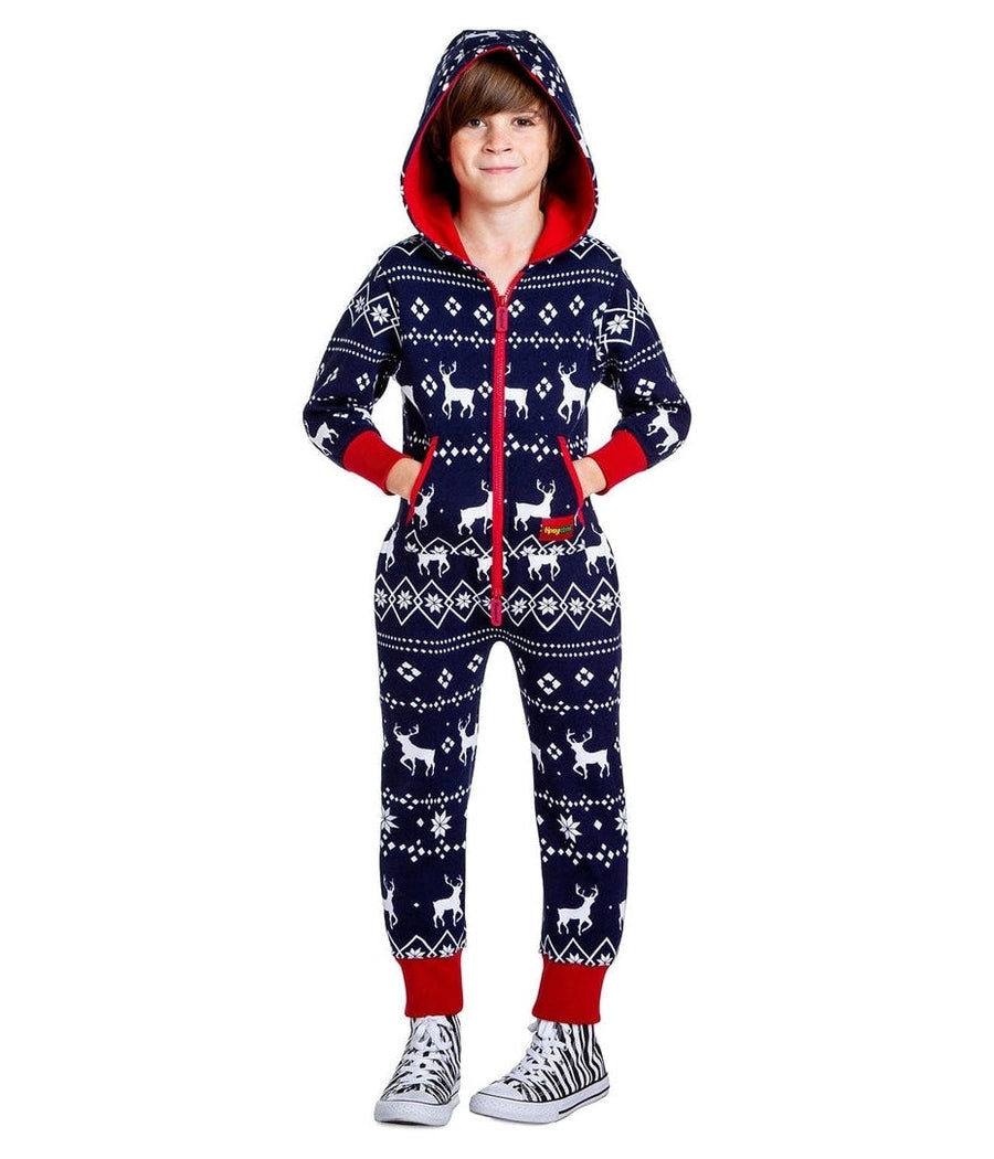 Boy's Blue Reindeer Jumpsuit