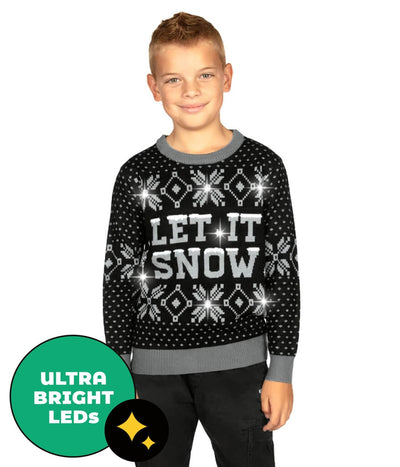Boy's Let it Snow Light Up Ugly Christmas Sweater
