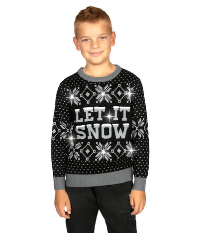 Boy's Let it Snow Light Up Ugly Christmas Sweater Image 2