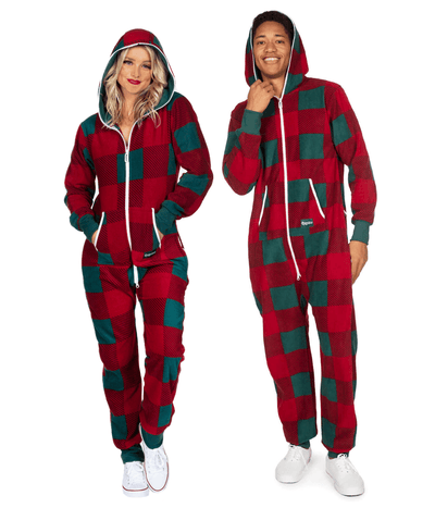 Matching Checkered Couples Jumpsuits Primary Image