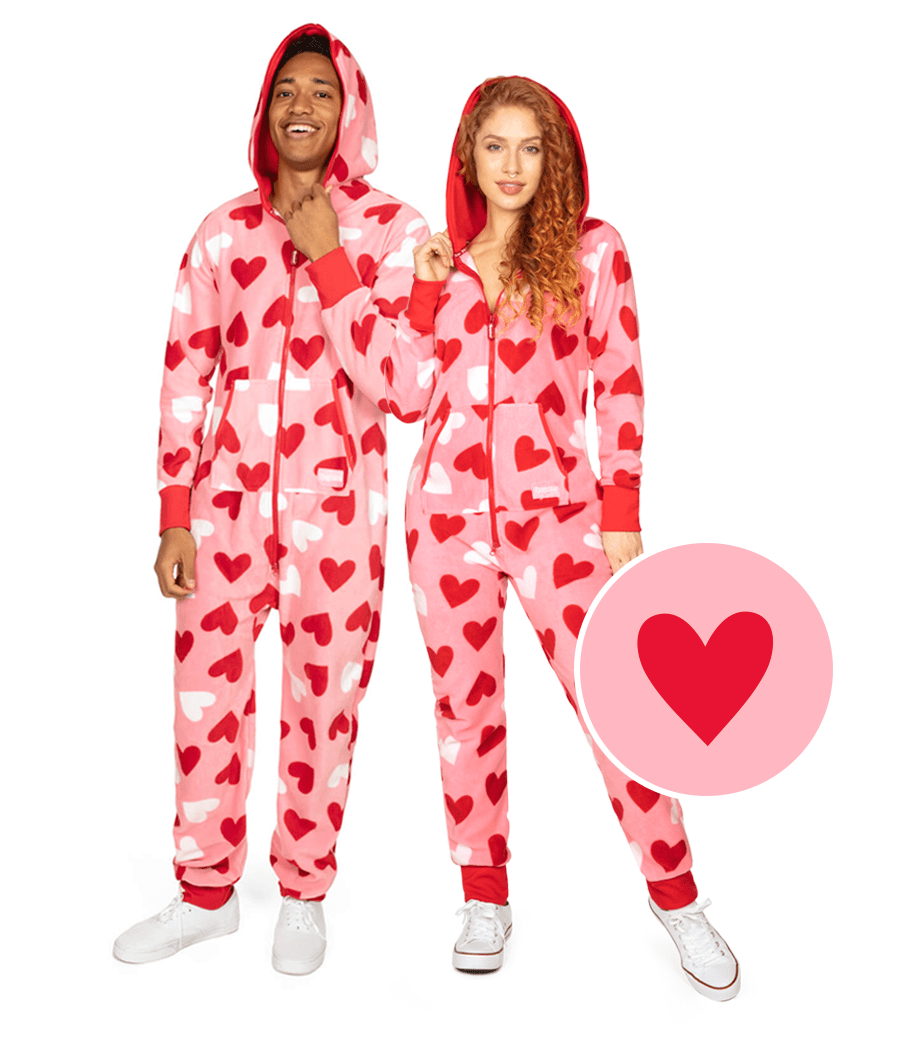 Matching Full Hearts Couples Jumpsuits Tipsy Elves