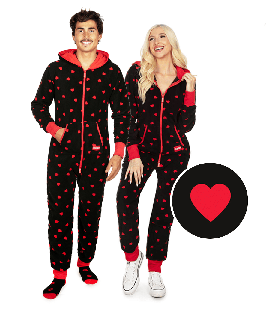 Matching Hearts on Fire Couples Jumpsuits Tipsy Elves