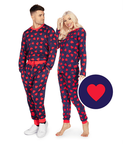 Matching Hearts on Fire Couples Pajama Set Primary Image