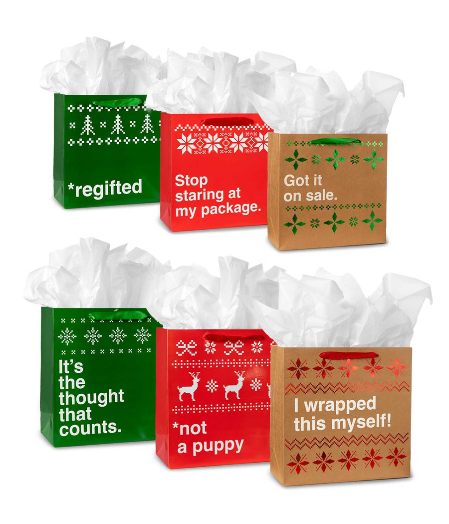 Funny Christmas Gift Bags - Set of 6