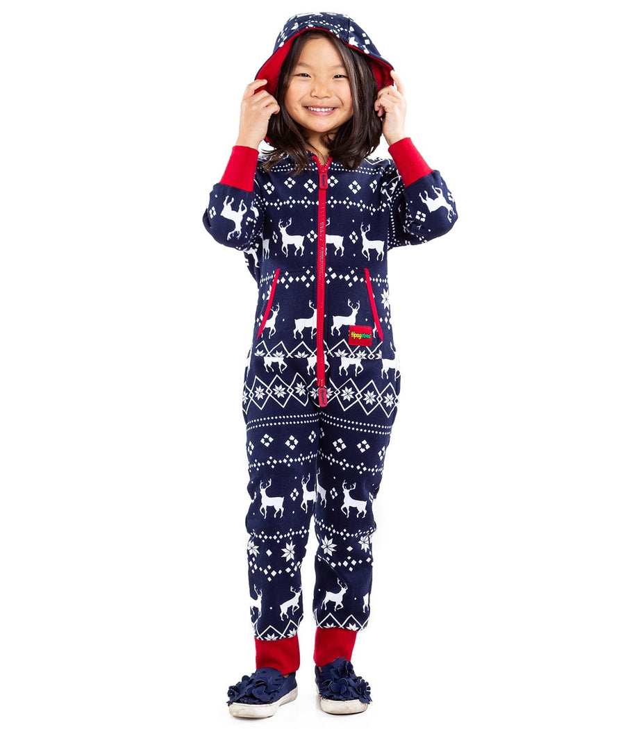 Girl's Blue Reindeer Jumpsuit Image 3