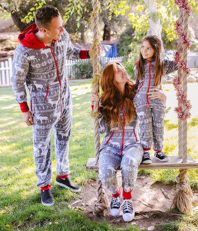 Matching Grey Moose Family Jumpsuits Image 2::Matching Grey Moose Family Jumpsuits