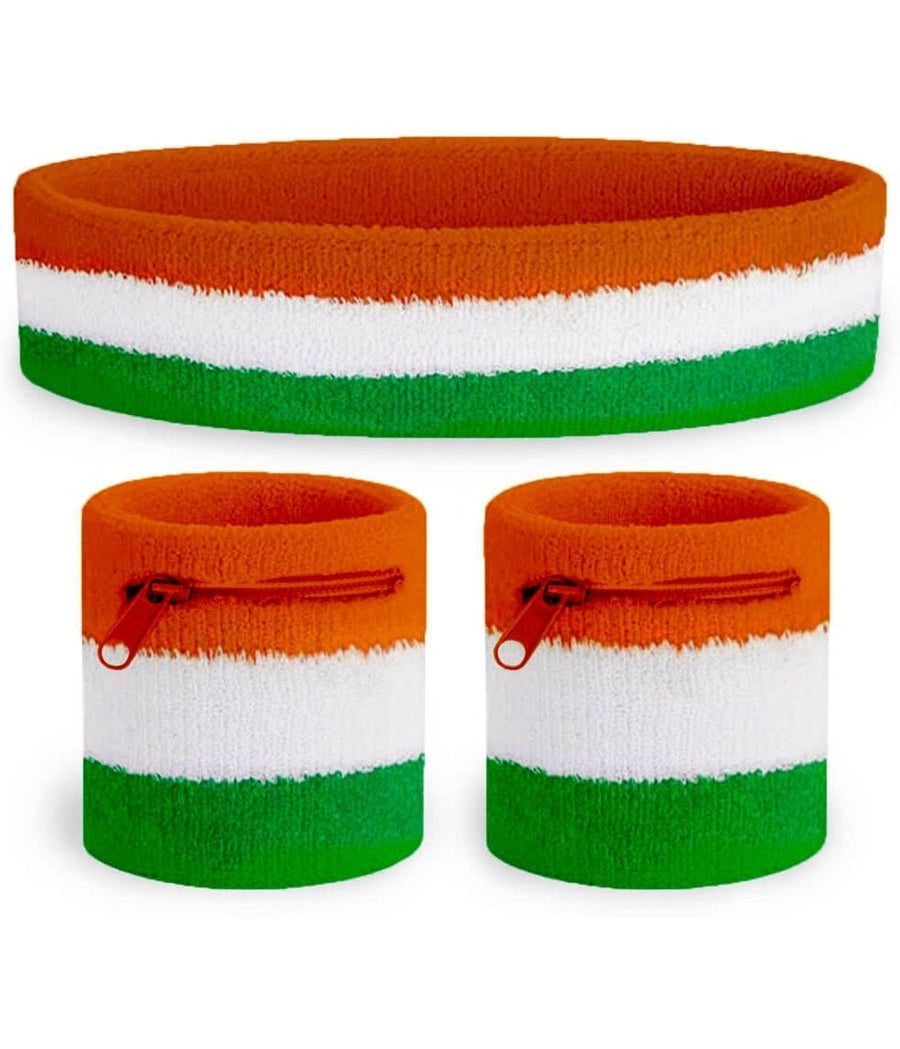 Irish Flag Zippered Sweatband Set