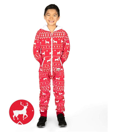 Boy's Red Fair Isle Jumpsuit Primary Image