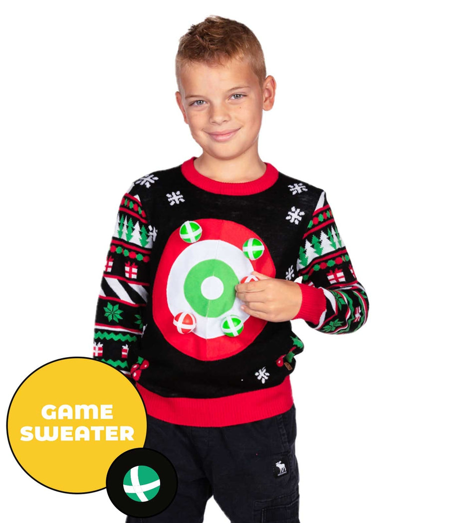 Boy's Dart Board Game Ugly Christmas Sweater Primary Image