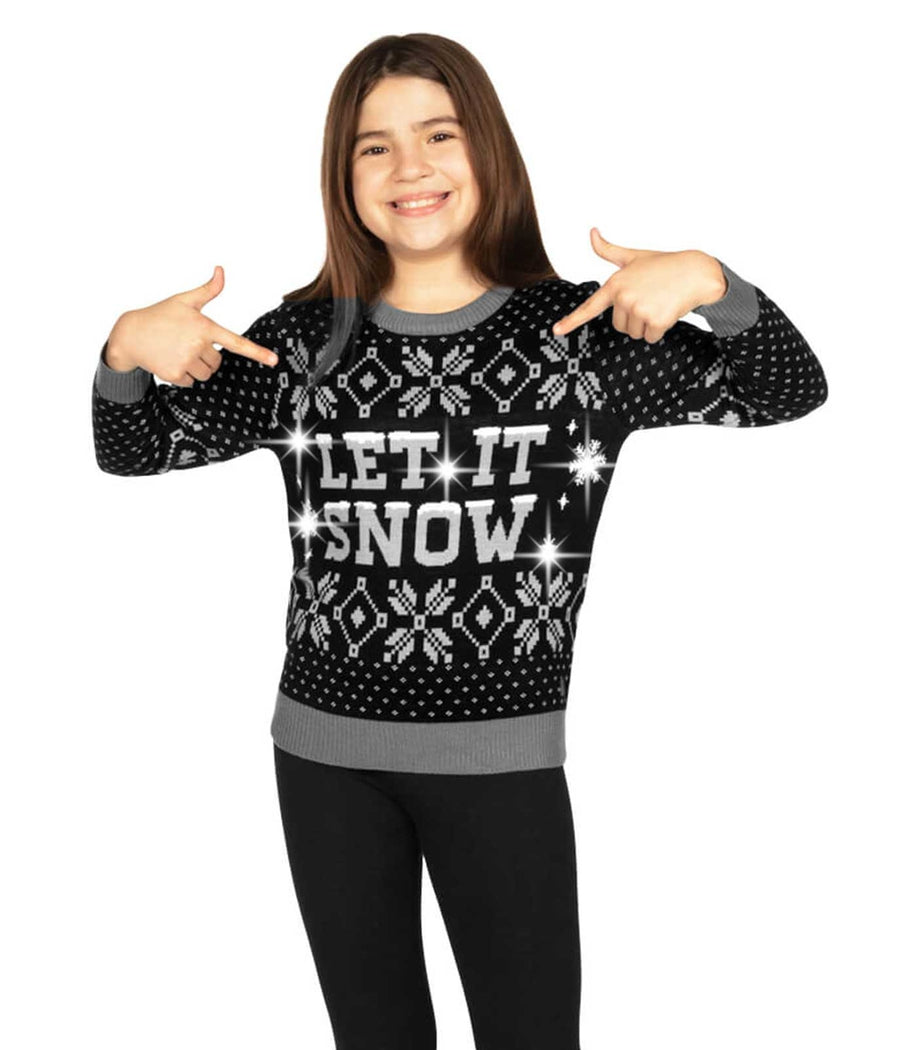 Girl's Let it Snow Light Up Ugly Christmas Sweater Image 3