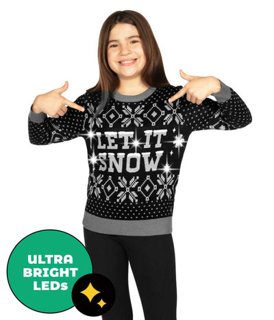 Girl's Let it Snow Light Up Ugly Christmas Sweater Primary Image