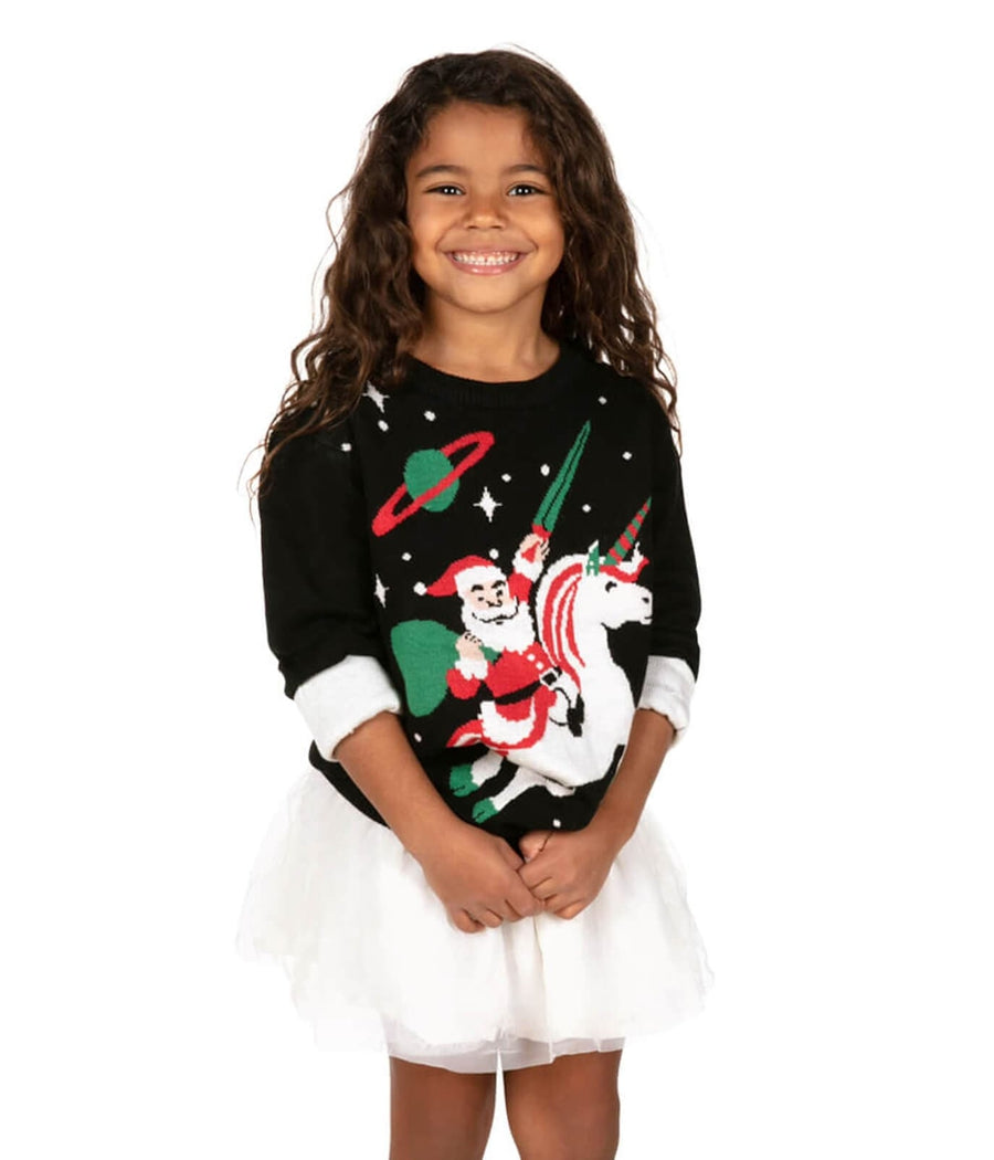 Boy's Santa Unicorn Sweater | Funny & Festive X-Mas Sweaters | All Sizes | Black