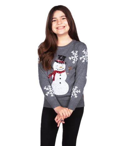 Girl's Sequined Snow Day Ugly Christmas Sweater Primary Image