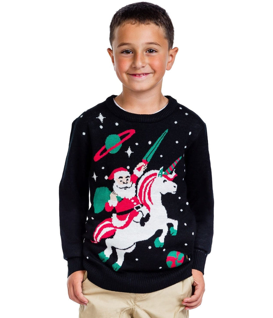 Boy's / Girl's Santa Unicorn Ugly Christmas Sweater Image 3