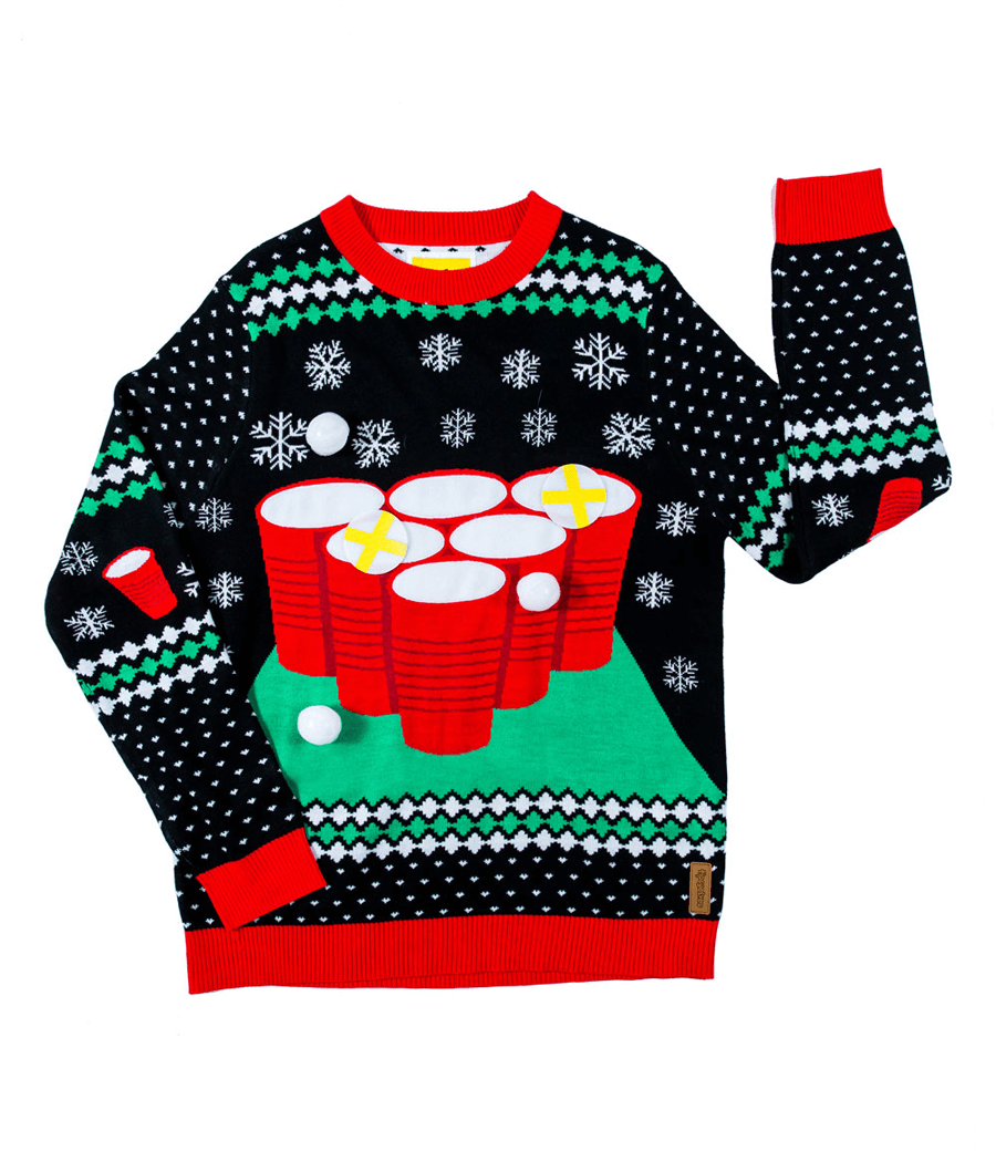 Men's Cheer Pong Game Ugly Christmas Sweater