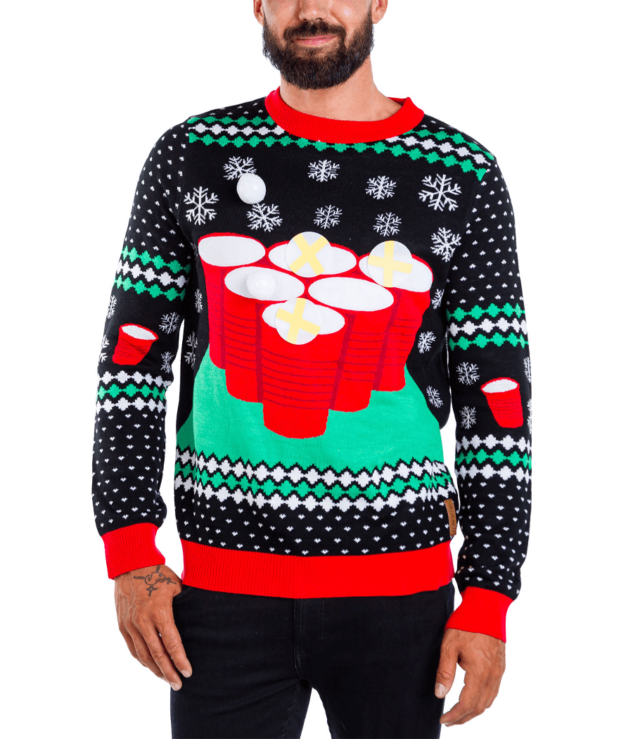 Men's Cheer Pong Game Ugly Christmas Sweater