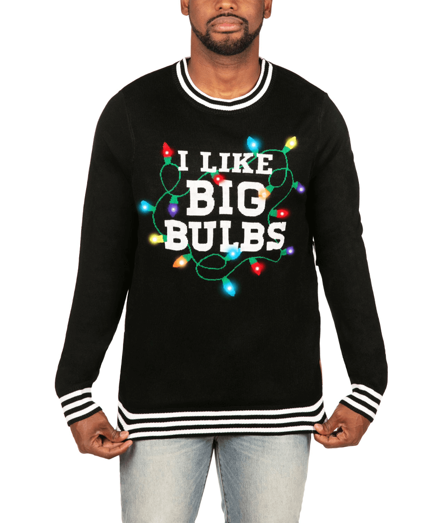 Men's I Like Big Bulbs Light Up Ugly Christmas Sweater Image 2