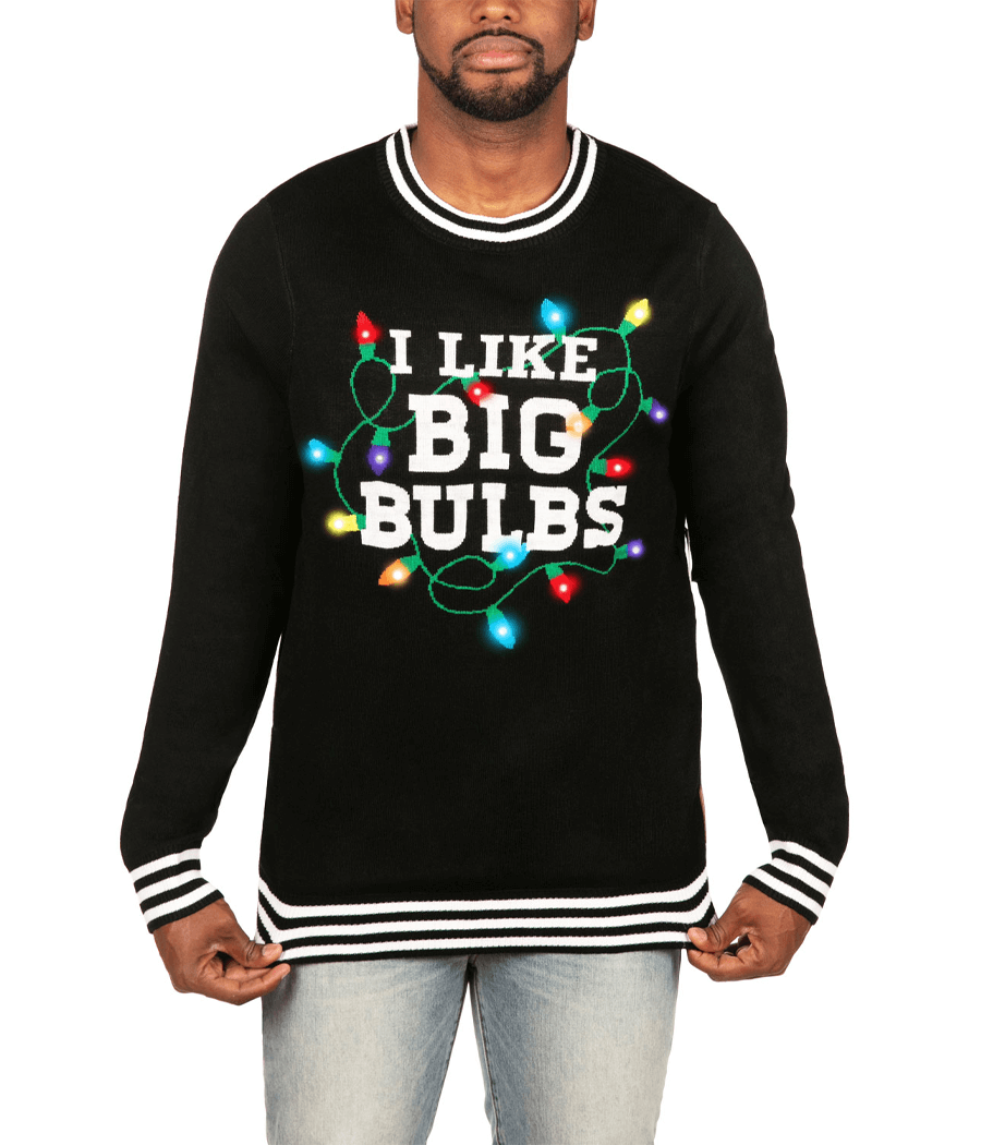 Men's I Like Big Bulbs Light Up Ugly Christmas Sweater