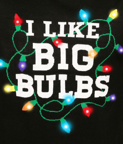 Men's I Like Big Bulbs Light Up Ugly Christmas Sweater Image 4