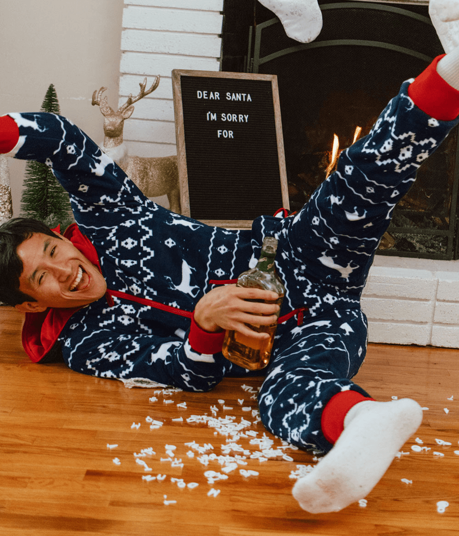 Men's Blue Reindeer Jumpsuit