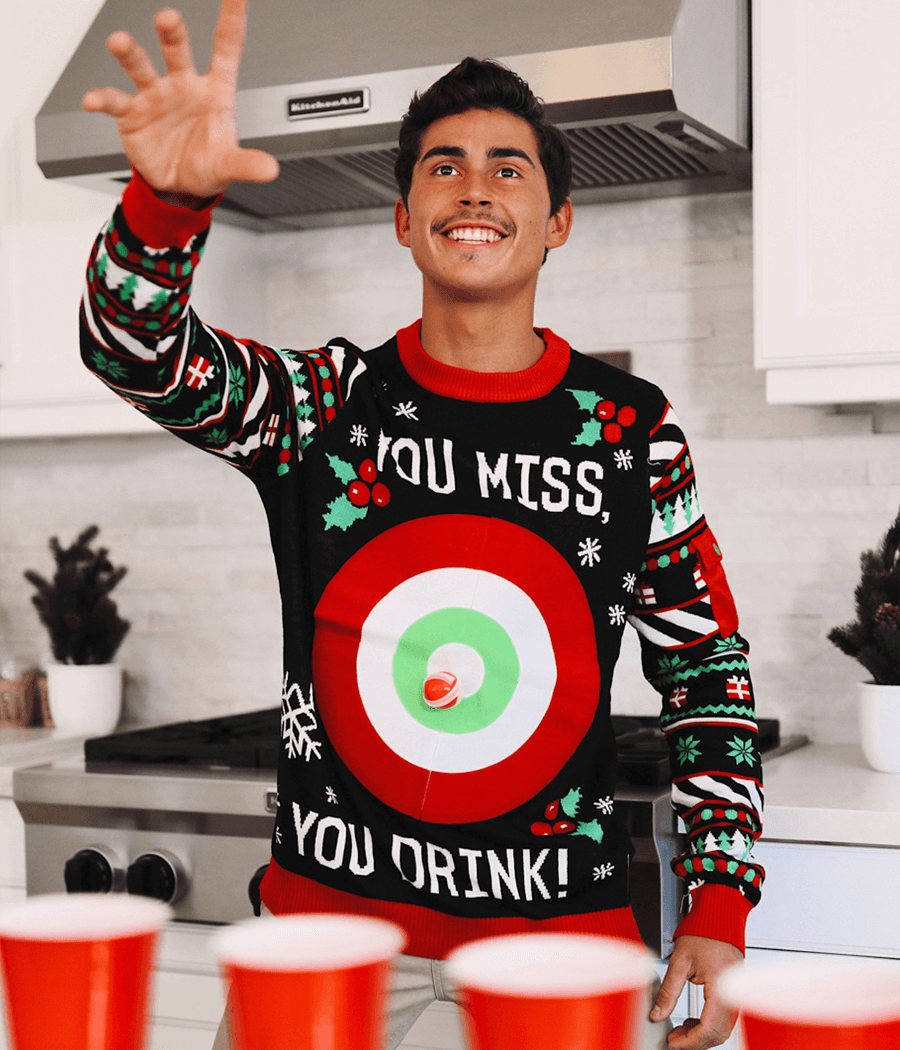 Men's Drinking Game Ugly Christmas Sweater