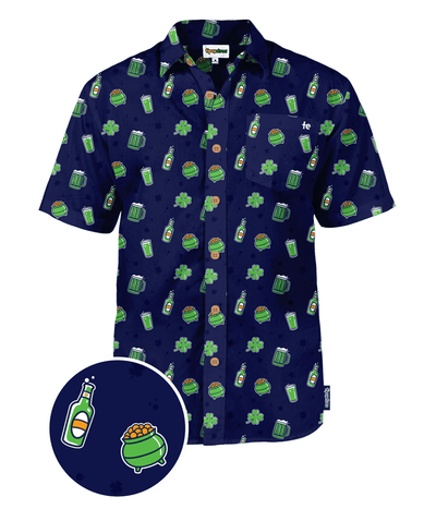 Men's Green Beer Button Down Shirt Primary Image